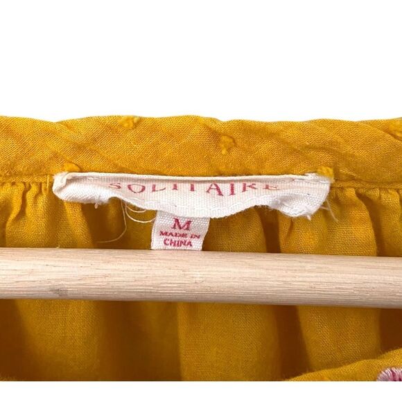 Solitaire Embroidered Mustard Yellow Women's Top in Size Medium - Picture 7 of 7